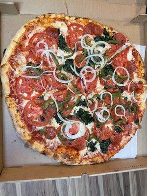 Biggie no mushrooms add pepperoni absolutely delicious