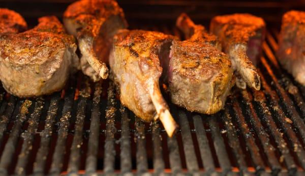 Lamb chops on the grill