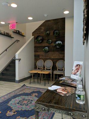 Nice reception area with succulent plant wall