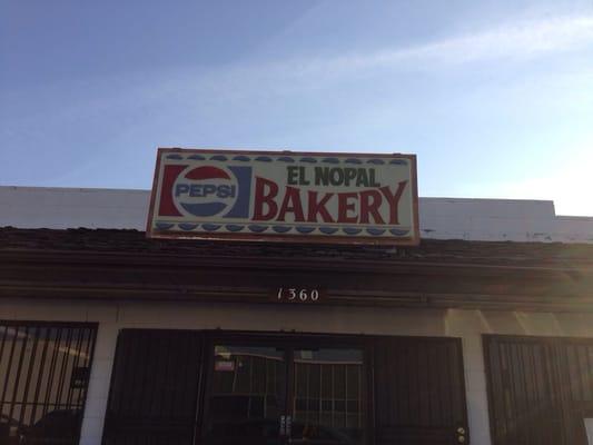 The simple sign outside the bakery