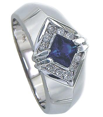 Diamond And Sapphire Men's Ring