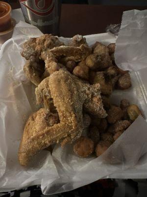 Fried Chicken Wings & Fried Okra