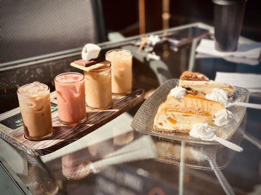 Iced coffee and cheesecake flights