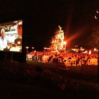 Our high end movie night experience at the Lodge at Torrey Pines; 11x20ft Stumpfl screen truss supported with line array speakers & subs.