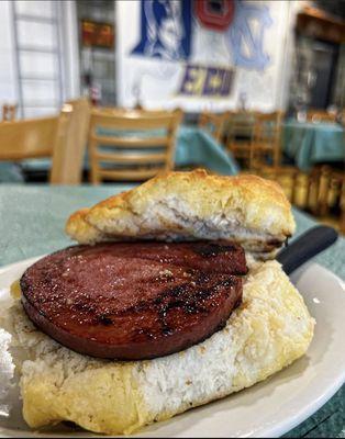 Fried Bologna Biscuit