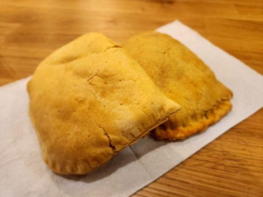 Curry chicken and jerk chicken patty