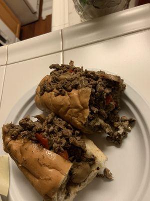 Steak and mushroom hoagie.