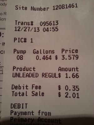 0.464 gallons! This is all that could fit in the truck before the pump shut off.