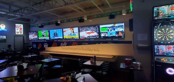 Shuffle Board and a line of TVs