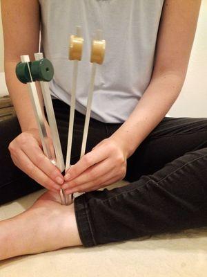 During an Acutonics session tuning forks are used on acupuncture points to help chronic and acute conditions and emotional needs.