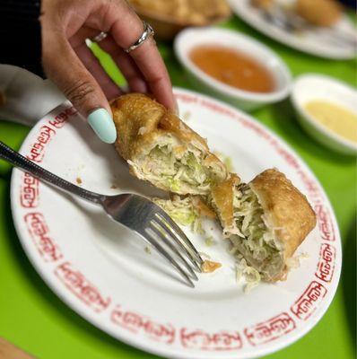 Inside of the Egg Roll! Filled with yummy shrimp!