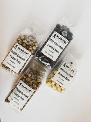 Chocolate covered espresso beans are available on our website and will be in our cafe! Sweet and full of energy!