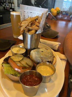 Burger with fries