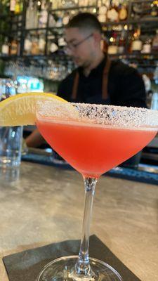 Watermelon lemon drop made with tequila