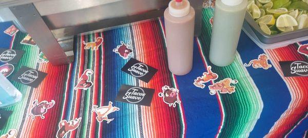 Tacos suave provided free stickers for the kids to match with the party theme.