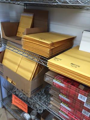 Lots of different sized Jiffy envelopes. Especially huge ones!