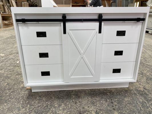 White Dresser with a barn door