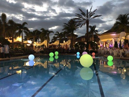 Pool Spheres With Remote Controlled Lights.