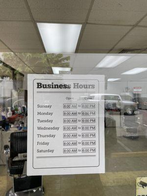 Shop hours.