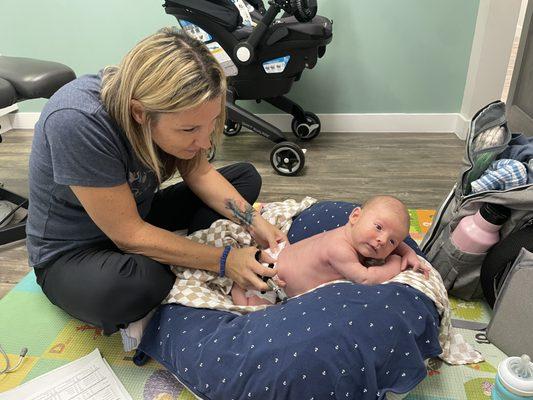 Baby Logan getting adjusted!