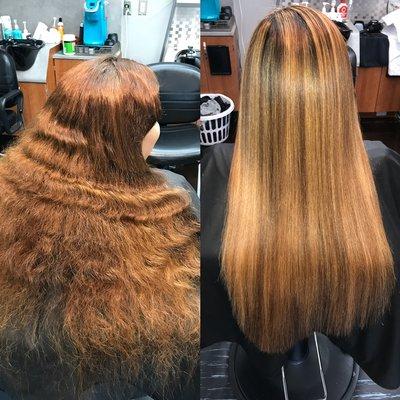 Silk press add on highlights and trim