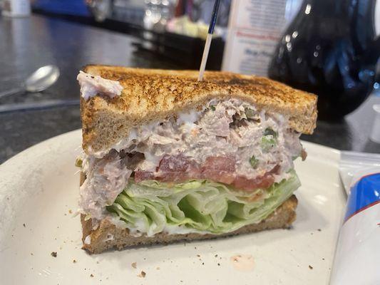 Tuna Salad Sandwich on wheat toast with L/T