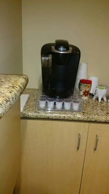 I love that they offer coffee and water in the waiting room.