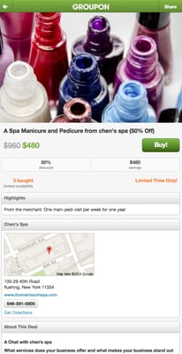 $480 for a mani & pedi on @Groupon out of $960?!?!? LOL http://touch.groupon.com/deals/chen-s-spa