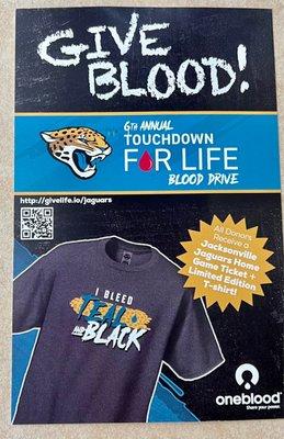 #D(*‿*)nate #OneBlood #GiveLife #JacksonvilleJaguars