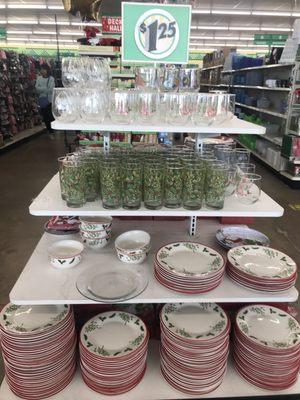 Christmas plates & glasses