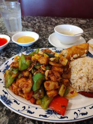 Generous lunch portions. Kung pao chicken lunch special