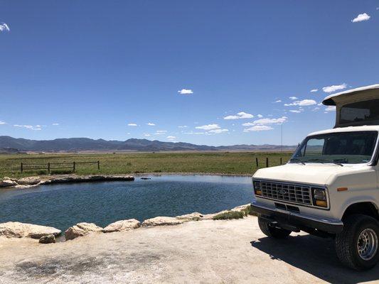 1991 Sportsmobile enjoying relaxation at a Hot Springs in Utah