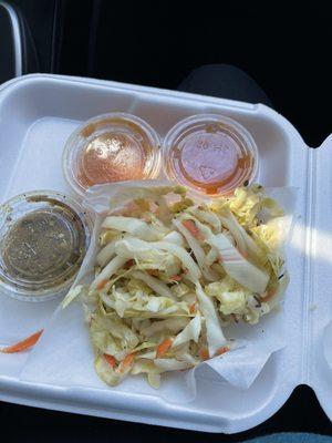 Curtido and salsa for pupusa's order (curtido was Horrible!)