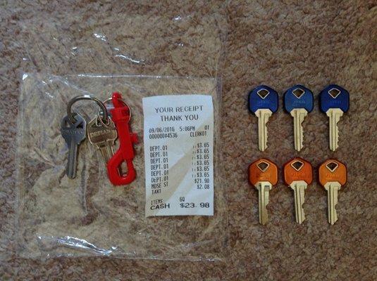 Six keys produced for $24. Not bad at all.