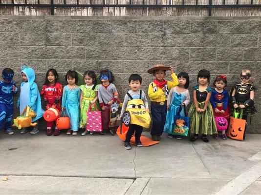 halloween line up on the playground