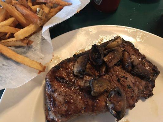 Ribeye with sauteed mushrooms