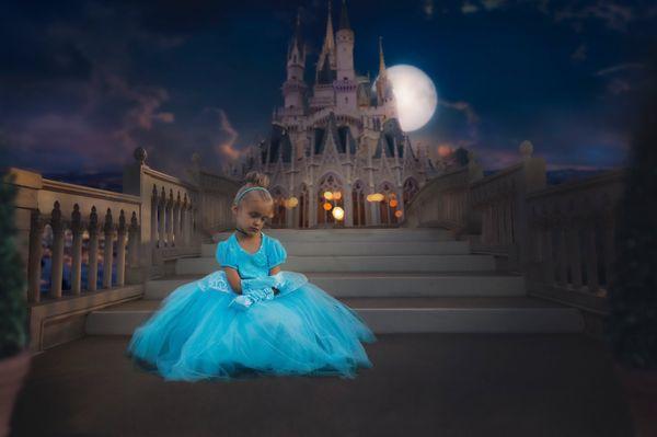 Cinderella birthday photo session with digital background