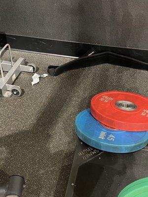 This was left all over the deadlift platform. It had been there for an hour before I went over.