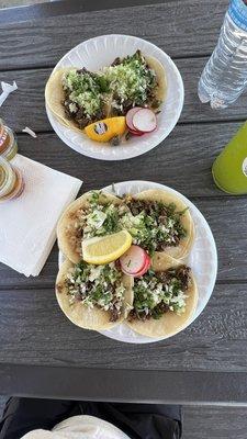 tacos de asada, pollo, cabez