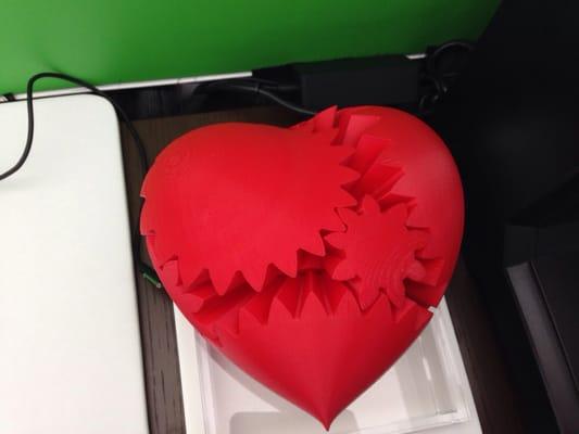 The 3D printer machine made this heart! Cool!!