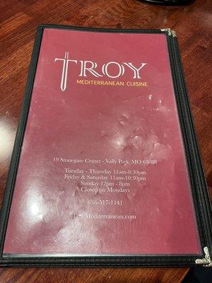 Menu cover