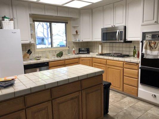 Before picture of tile counters