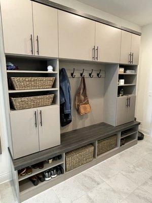 Mudroom Bench, coatrack and organizer