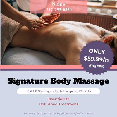 N Spa
 10057 E Washington St, Indianapolis, IN 46229
 Call us at 317-792-0350