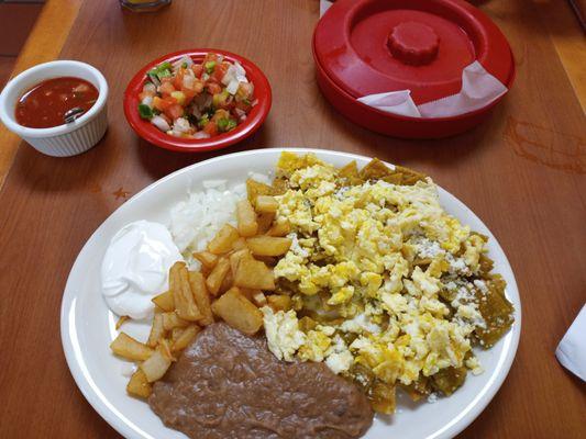 Chilaquiles with salsa verde and pico de gallo