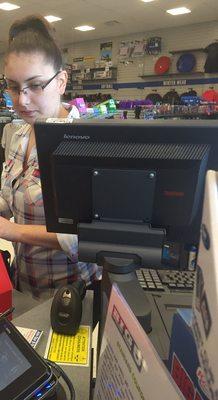 This the cashier. Name unknown because she didnt have a name tag. The manager didn't have a name tag either from what I saw.