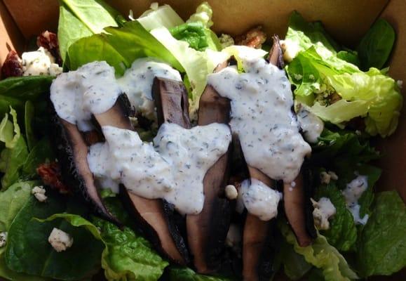 Portobello mushroom salad with tzatziki sauce. Delicious!