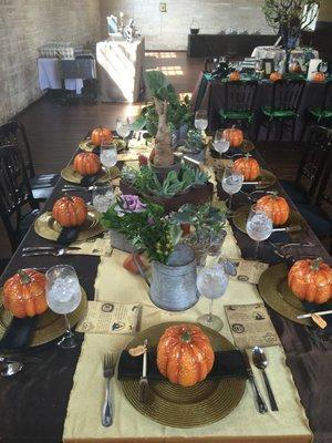 Herbology themed table for Harry Potter Bridal Shower