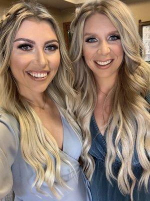 I am in the light blue on the left with lash extensions!