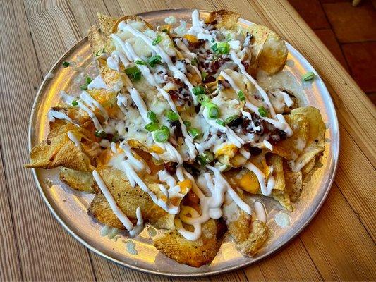 Cheesy bacon potato chip platter